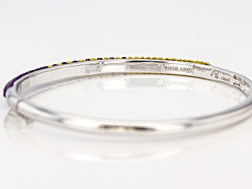 Pre-Owned Preciosa Crystal Purple And Gold Thin Bangle Bracelet - Size 7