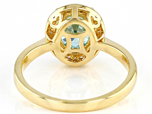 Pre-Owned Bella Luce ® 3.00ctw Aquamarine And White Diamond Simulants Eterno™ Yellow Ring - Size 8