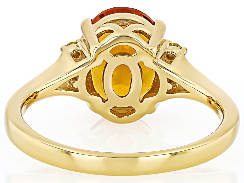 Pre-Owned 2.13ct Oval Madeira Citrine With 0.10ctw Round Yellow Diamond 18K Yellow Gold Over Silver - Size 9