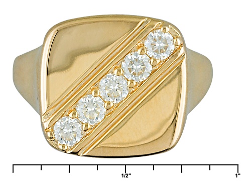 Pre-Owned Moissanite Fire® .65ctw Dew Round 14k Yellow Gold Over Silver Ring - Size 6