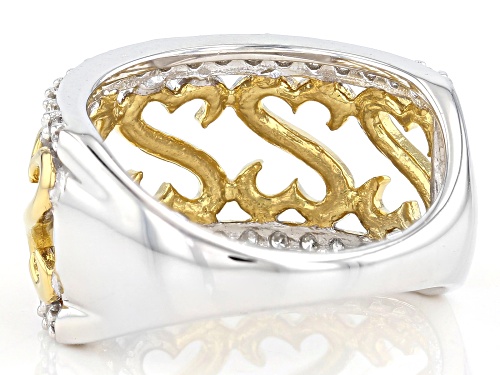 Pre-Owned Open Hearts by Jane Seymour® .55ctw  White Diamond Rhodium And 14k Yellow Gold Over Silver - Size 7