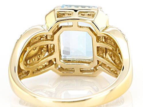 Pre-Owned 3.50ct Rectangular Octagonal Glacier Topaz™ & 0.28ctw White Topaz 18k Yellow Gold Over Sil - Size 9