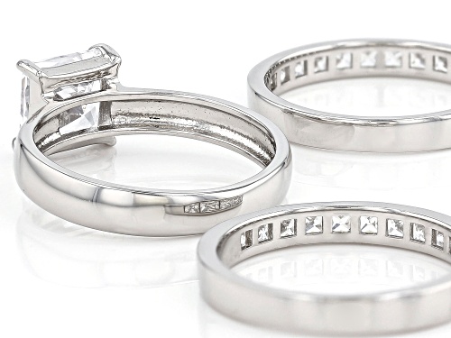 Pre-Owned Bella Luce ® 4.48ctw White Diamond Simulants Rhodium Over Silver Ring With Bands (3.52ctw - Size 12