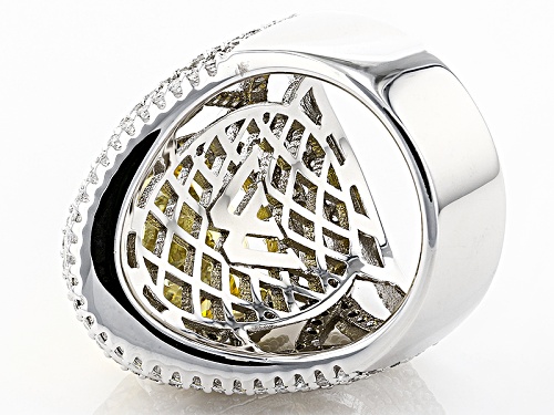 Pre-Owned Charles Winston For Bella Luce® 18.57ctw Canary & Diamond Simulants Rhodium Over Silver Ri - Size 5