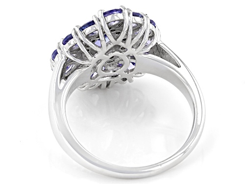 Pre-Owned 2.48ctw Pear Shape Tanzanite With .17ctw Round White Zircon Rhodium Over Sterling Silver R - Size 6