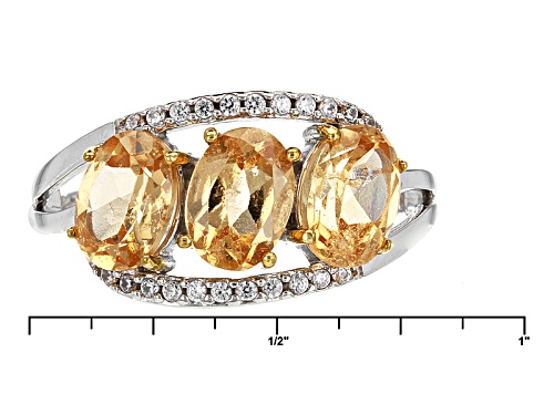 Pre-Owned 2.32ctw Oval Imperial Hessonite™ With .13ctw Round White Zircon Sterling Silver 3-Stone Ri - Size 8