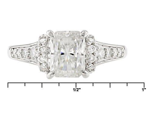 Pre-Owned Moissanite Fire® 2.22ctw Dew Radiant Cut And Round Platineve™ Ring - Size 9
