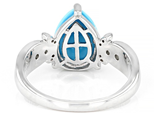 Pre-Owned Sleeping Beauty Turquoise With .19ctw Manchurian Peridot™ & White Zircon Rhodium Over Silv - Size 8