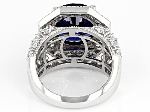 Pre-Owned Bella Luce® Esotica™ 12.90ctw Tanzanite And White Diamond Simulants Platinum Over Silver R - Size 5