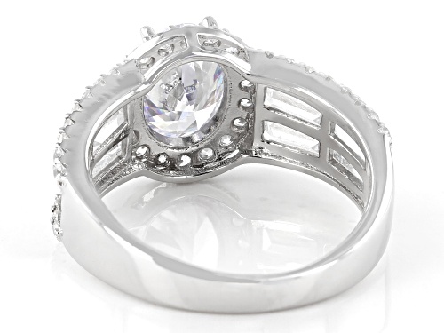 Pre-Owned Bella Luce® 5.31ctw White Diamond Simulant Rhodium Over Sterling Silver Ring(3.21ctw DEW) - Size 10