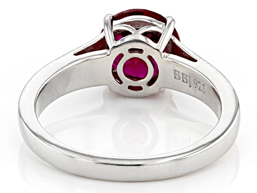 Pre-Owned 1.87ct Round Lab Created Ruby Rhodium Over Sterling Silver Solitaire July Birthstone Ring - Size 8