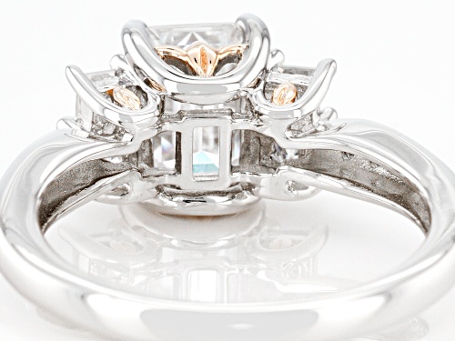 Pre-Owned MOISSANITE FIRE(R) 2.27CTW DEW EMERALD & PRINCESS CUT WITH ROUND PLATINEVE(R) TWO TONE RIN - Size 11