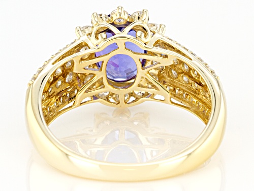 Pre-Owned 1.70ctw Oval Tanzanite With 0.82ctw Round White Diamond 14K Yellow Gold Ring - Size 5.5