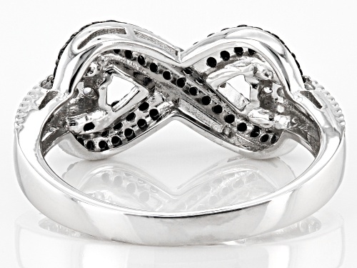Pre-Owned 0.47ctw Black Spinel With 0.14ctw White Zircon Rhodium Over Sterling Silver 
