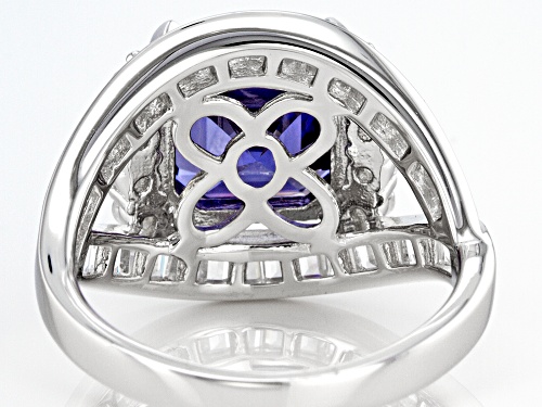 Pre-Owned Bella Luce® Esotica™ 10.04ctw Tanzanite And White Diamond Simulants Rhodium Over Silver Ri - Size 5