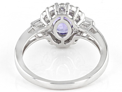 Pre-Owned 1.12ct Tanzanite With 0.84ctw White Zircon Rhodium Over Sterling Silver Ring - Size 9