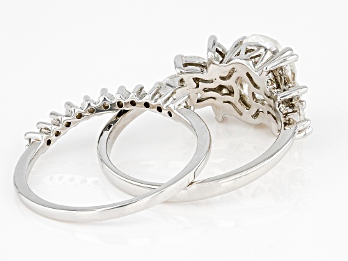 Pre-Owned MOISSANITE FIRE(R) 3.03CTW DEW OVAL & MARQUISE & ROUND PLATINEVE(R) RING WITH BAND - Size 11