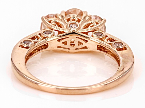 Pre-Owned 1.31ctw Oval Morganite With 0.37ctw Round White Zircon 14k Rose Gold Over Sterling Silver - Size 10
