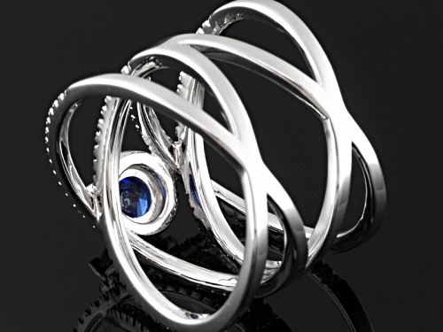 Pre-Owned Bella Luce ® Esotica ™ 1.93ctw Tanzanite & White Diamond Simulants Rhodium Over Silver Rin - Size 6