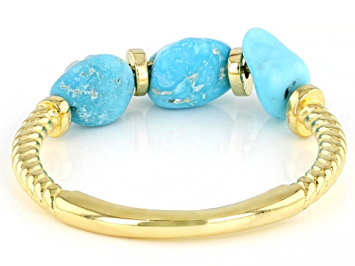 Pre-Owned Free-Form Sleeping Beauty Turquoise 18k Yellow Gold Over Sterling Silver Ring - Size 7