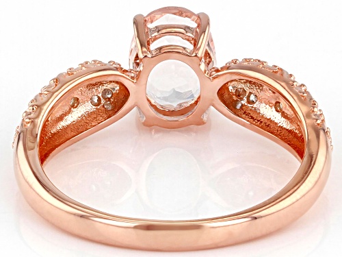 Pre-Owned 0.94ct Oval Morganite And 0.09ctw Round White Diamond Accent 18k Rose Gold Over Sterling S - Size 9