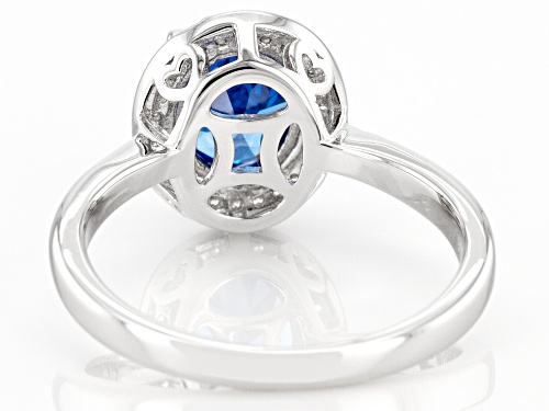 Pre-Owned Bella Luce ® 3.30ctw Blue Sapphire And White Diamond Simulants Rhodium Over Sterling Silve - Size 10