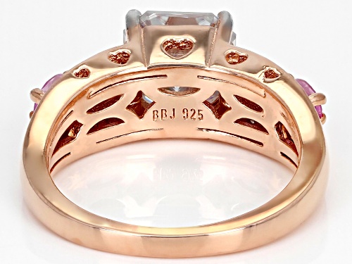 Pre-Owned MOISSANITE FIRE(R) 3.16CTW DEW & PINK SAPPHIRE 14K ROSE GOLD OVER SILVER RING - Size 8