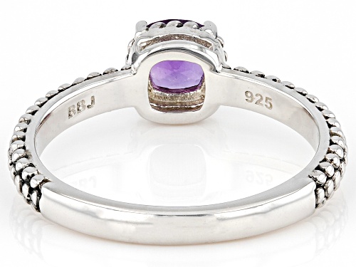 Pre-Owned 0.43ct Square Cushion African Amethyst  Rhodium Over Sterling Silver Ring - Size 9