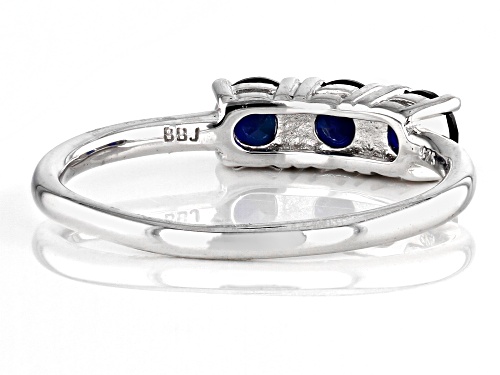 Pre-Owned 0.79ctw Round Lab Created Sapphire Rhodium Over Sterling Silver September Birthstone 3-Sto - Size 9