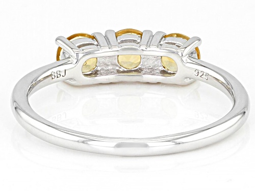 Pre-Owned 0.64ctw Round Citrine Rhodium Over Sterling Silver November Birthstone 3-Stone Ring - Size 10
