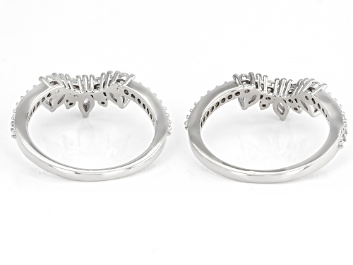 Pre-Owned 1.18ctw Marquise & Round Lab White Sapphire Platinum Over Sterling Silver Enhancer Set Of - Size 10