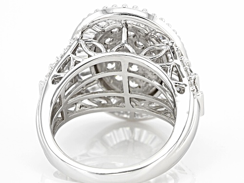 Pre-Owned Bella Luce® 4.70ctw White Diamond Simulant Rhodium Over Sterling Silver Ring (2.84ctw DEW) - Size 6