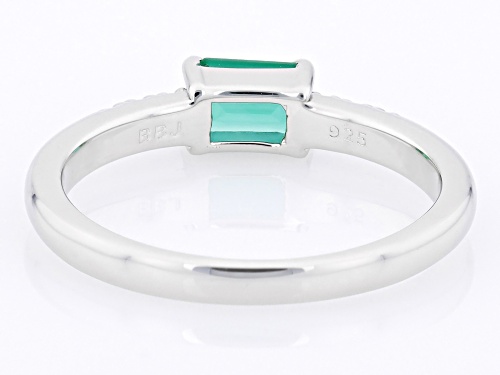 Pre-Owned .42ct Lab Created Emerald With .07ctw White Zircon Rhodium Over Sterling Silver May Births - Size 6