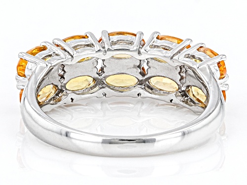 Pre-Owned Exotic Jewelry Bazaar™ 3.01ctw Mandarin Garnet Rhodium Over Silver Multi Row Band Ring - Size 9