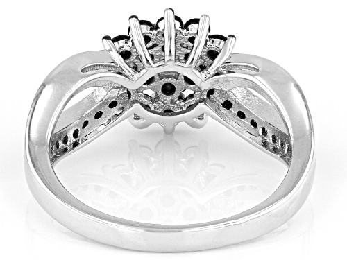 Pre-Owned 1.00ctw Round Black Spinel Rhodium Over Sterling Silver Ring - Size 9