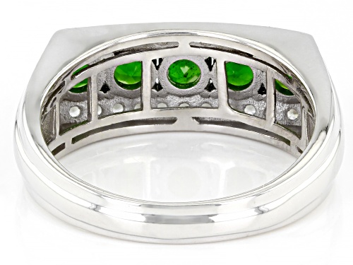 Pre-Owned 1.30ctw Round Chrome Diopside With .47ctw Round White Zircon Rhodium Over Sterling Silver - Size 10
