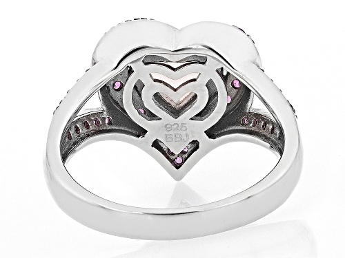 Pre-Owned 0.81ct Heart Shape Ethiopian Opal With 0.55ctw Rhodolite Rhodium Over Sterling Silver Hear - Size 6