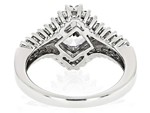 Pre-Owned Bella Luce® 3.81ctw White Diamond Simulant Platinum Over Silver Asscher Cut Ring(2.30ctw D - Size 7
