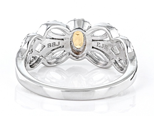 Pre-Owned Exotic Jewelry Bazaar™ 0.50ct Mandarin Garnet & 0.30ctw White Diamond Rhodium Over Silver - Size 7