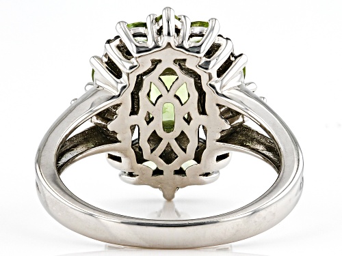 Pre-Owned 1.64ctw Manchurian Peridot™ With 0.14ctw Black Spinel Rhodium Over Sterling Silver Ring - Size 8