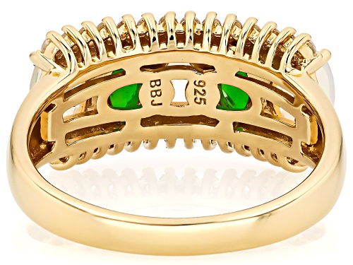 Pre-Owned 1.71ctw Chrome Diopside, Ethiopian Opal & White Zircon 18k Yellow Gold Over Sterling Silve - Size 9