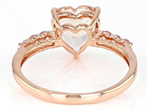 Pre-Owned 1.36ct Cor-De-Rosa Morganite(TM) and 0.28ctw Color Shift Garnet 10k Rose Gold Heart Ring - Size 11