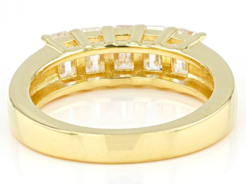 Pre-Owned MOISSANITE FIRE(R) 1.35CTW DEW EMERALD CUT 14K YELLOW GOLD OVER SIVER RING - Size 6