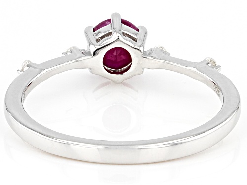 Pre-Owned .68ct Ruby With .07ctw White Zircon Rhodium Over Sterling Silver July Birthstone Ring - Size 9