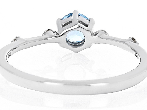 Pre-Owned .51ct Swiss Blue Topaz & .07ctw White Zircon Rhodium Over Sterling Silver December Birthst - Size 8