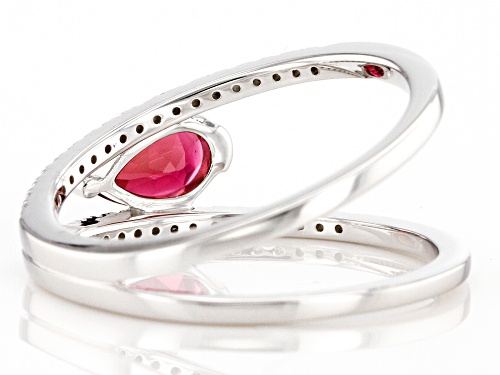 Pre-Owned 0.60ct Pink Tourmaline With 0.17ctw Diamond Rhodium Over 14k White Gold Ring - Size 9