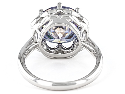 Pre-Owned MOISSANITE FIRE(R) BLUE MOISSANITE 6.13CT DEW ROUND PLATINEVE(R) RING - Size 6