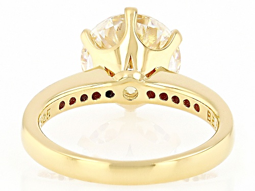 Pre-Owned 4.60CT ROUND STRONTIUM TITANATE & WHITE ZIRCON 18K YELLOW GOLD OVER SILVER RING - Size 10