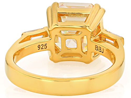 Pre-Owned 6.25CT ASSCHER CUT STRONTIUM TITANATE & WHITE ZIRCON 18K YELLOW GOLD OVER SILVER - Size 7