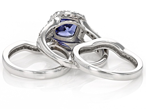 Pre-Owned Bella Luce® Esotica™ 4.55ctw Tanzanite And Dia Simulants Platinum Over Silver Holiday Ring - Size 9